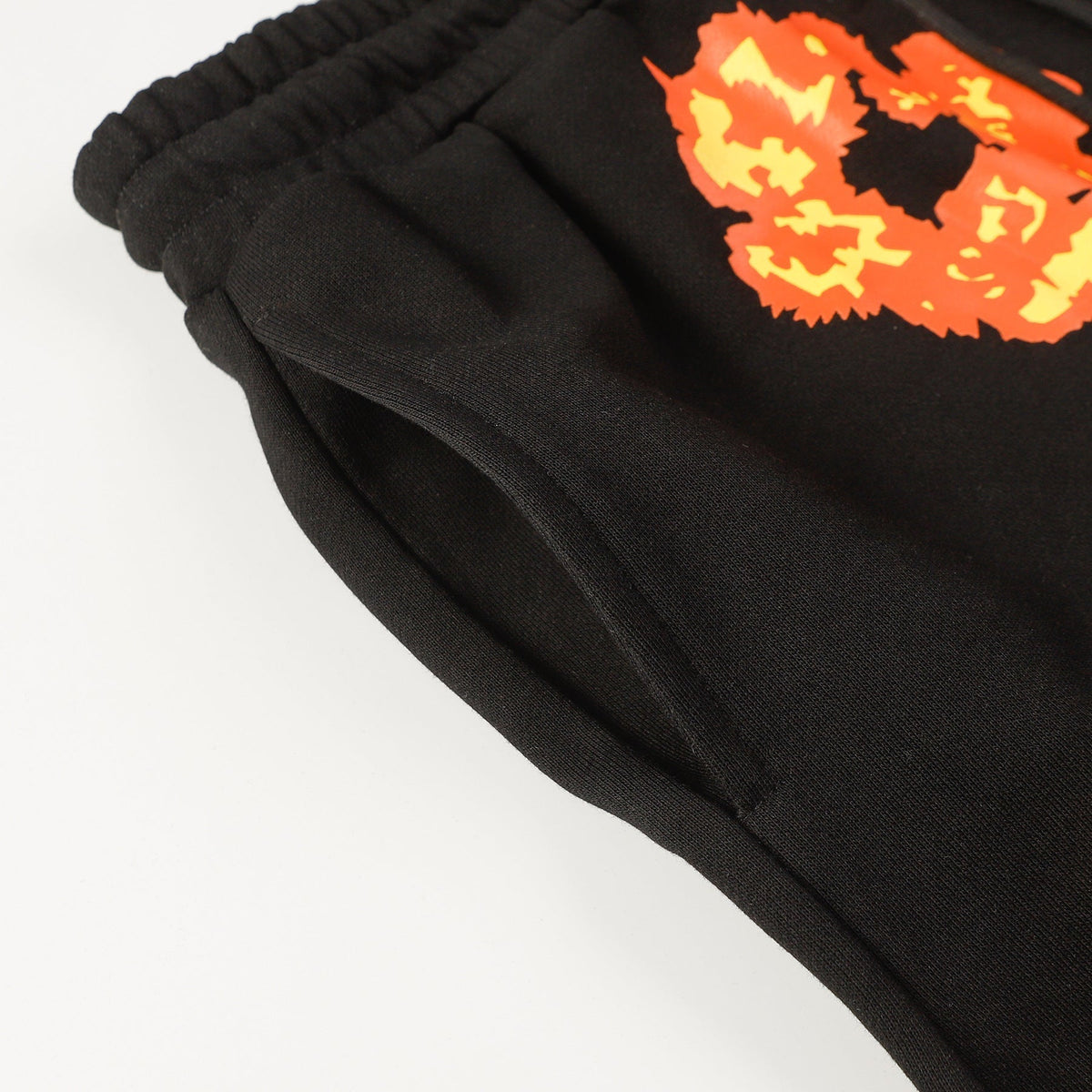 Denim Tears Black Cotton Sweat Shorts With Orange Flower Wreath Print