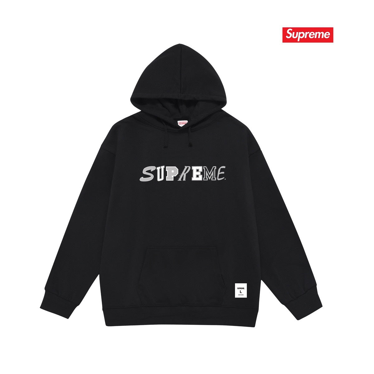 Supreme Mixed Font Hoodie – Black
