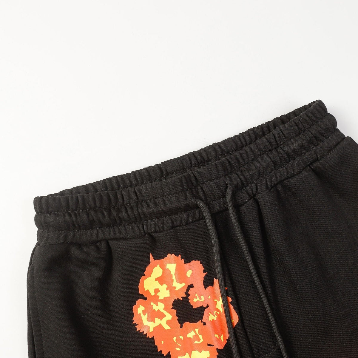 Denim Tears Black Cotton Sweat Shorts With Orange Flower Wreath Print
