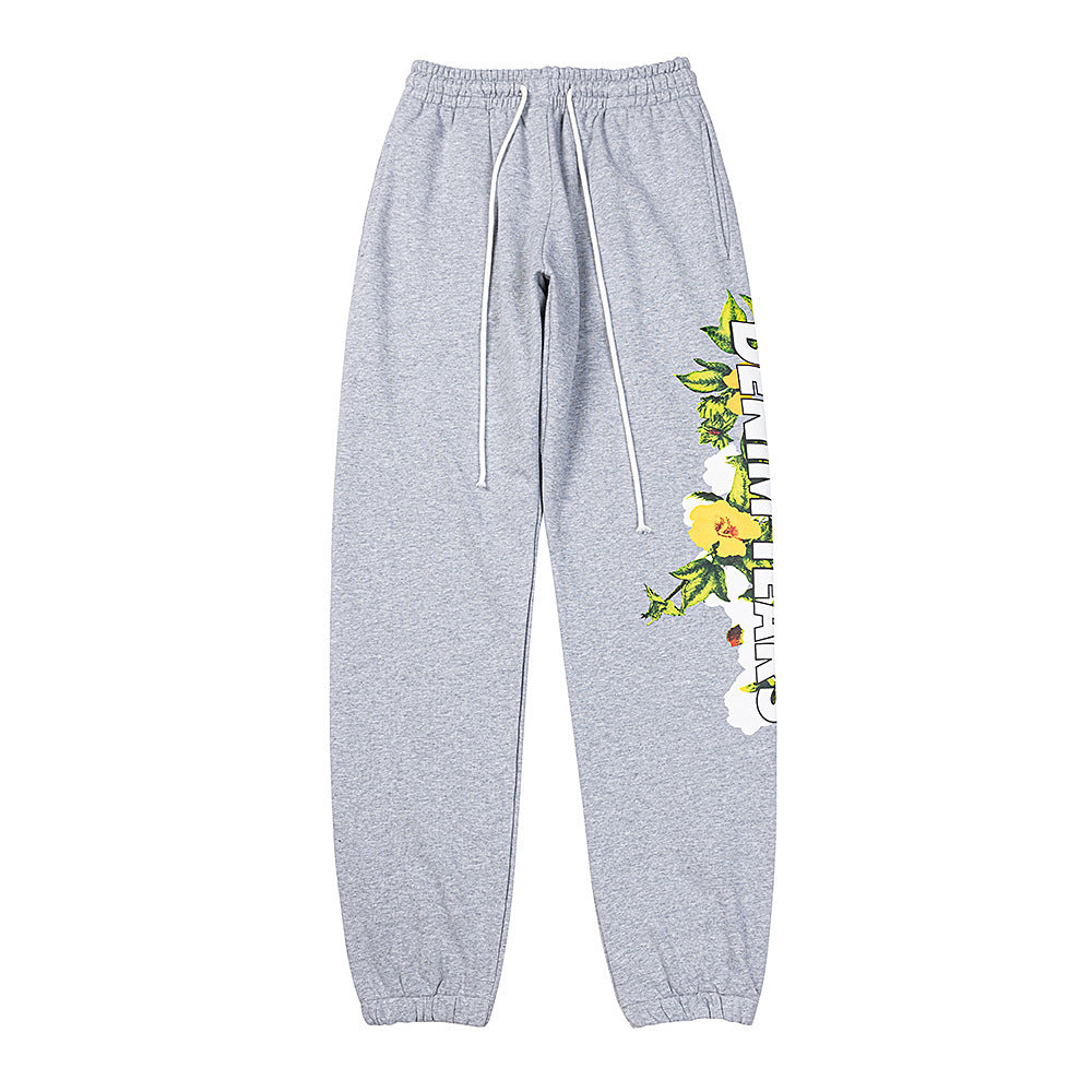 Denim Tears Grey Floral Letter Print Jogger Sweatpants