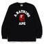 BAPE Style Collegiate Arc Logo & Camo Ape Head Long-Sleeve Tee - Black/Purple