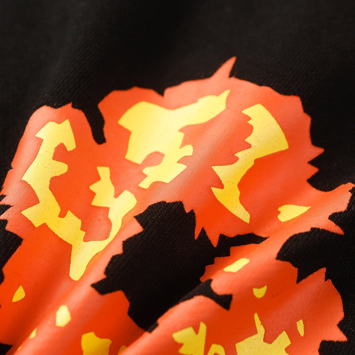 Denim Tears Black Oversized Tee With All Over Gradient Orange Flower Wreath Print