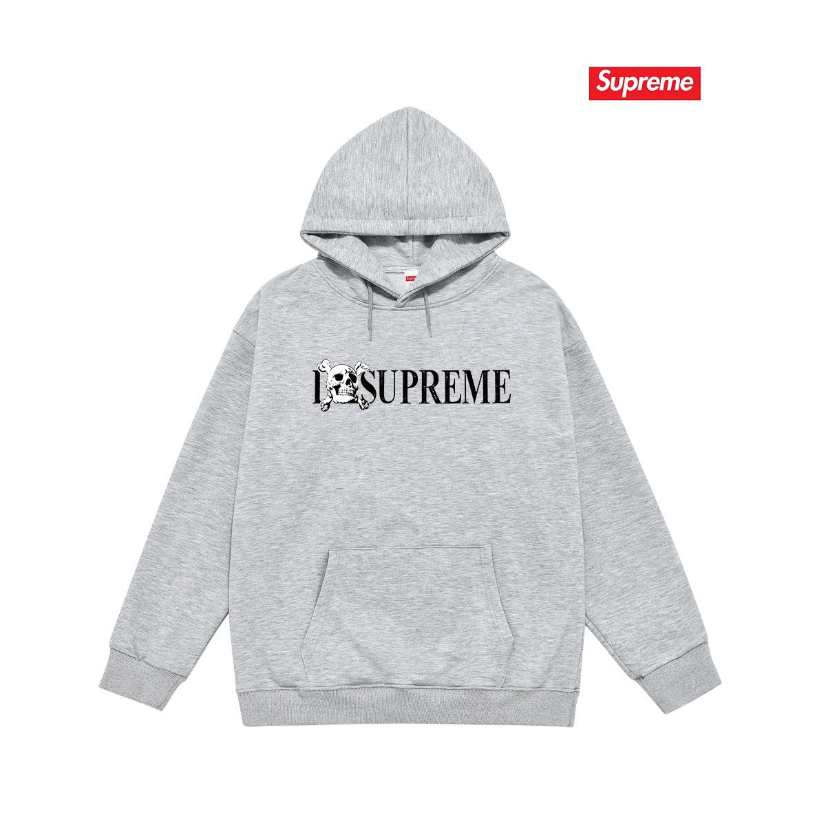 Supreme Skull Logo Hoodie – Grey