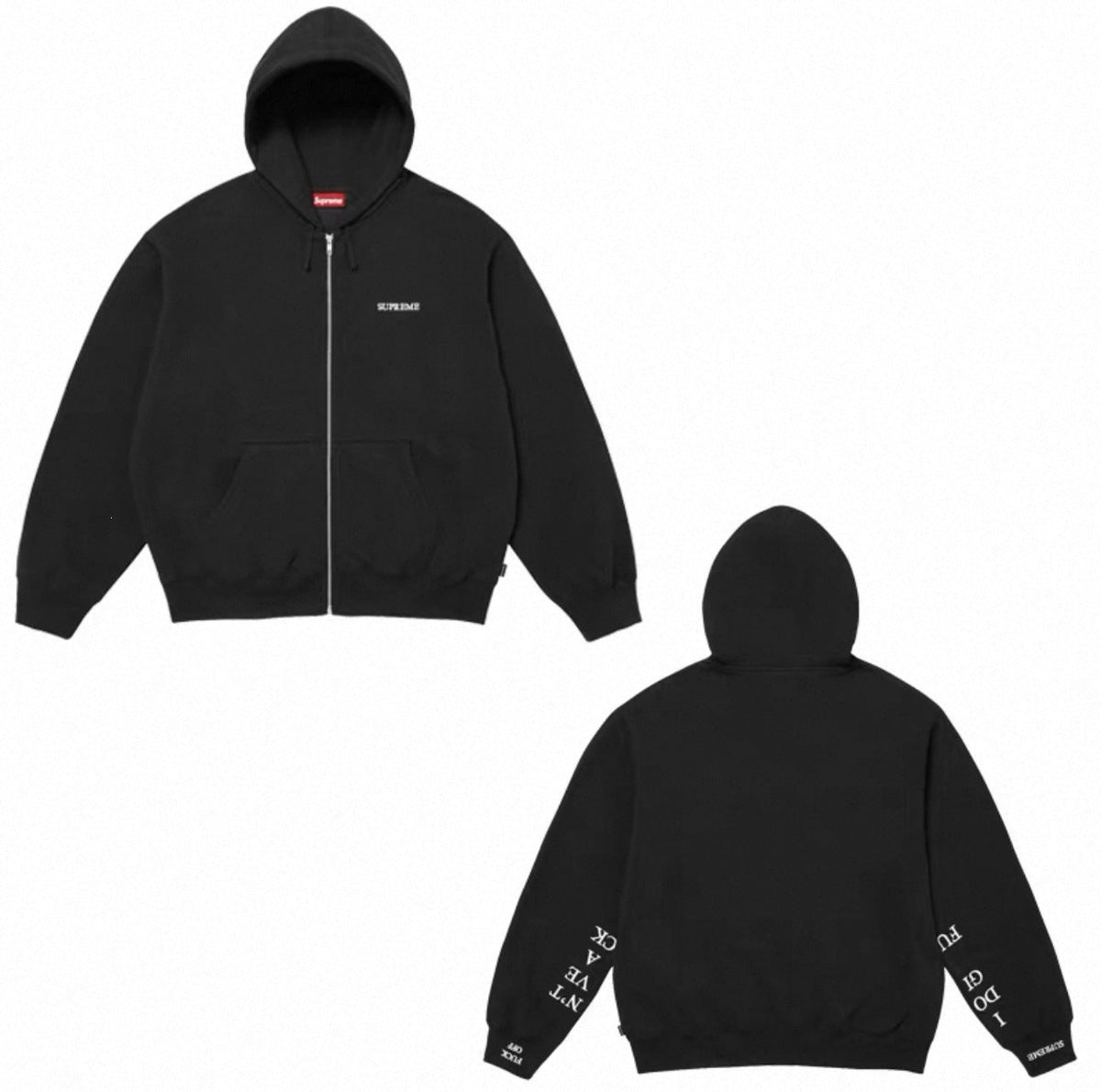 Supreme “I Don’t Give A F**k” Zip-Up Hoodie – Black