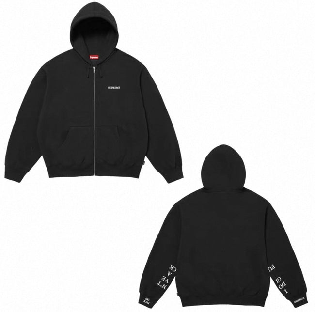 Supreme “I Don’t Give A F**k” Zip-Up Hoodie – Black Hover Image