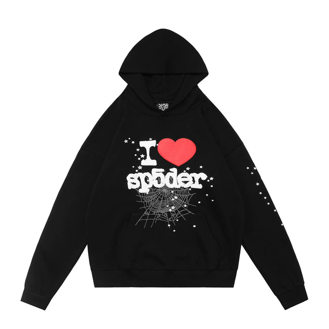Sp5der foam printed 555 men's spider web hooded sports shirt Young Thub casual pants sports set (59) Hover Image