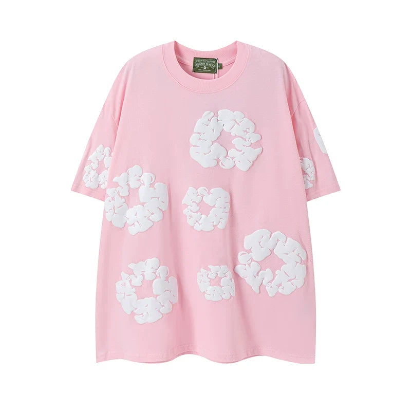 Denim Tears Pink All‑Over Cotton Wreath Print T‑Shirt
