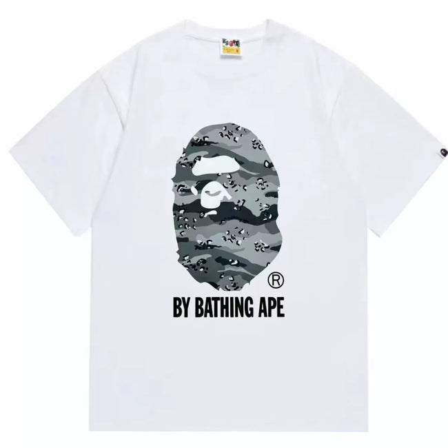 BAPE Style Urban Grey Camo Big Ape Head Short-Sleeve Tee - White Hover Image