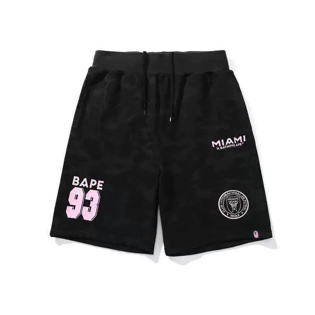BAPE Style Miami "93" Camo Casual Shorts - Black Hover Image