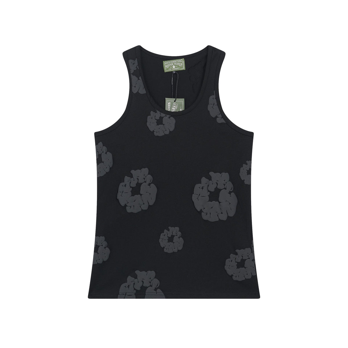 Denim Tears Black Subtle Dark Floral Wreath Print Ribbed Slim Tank Top