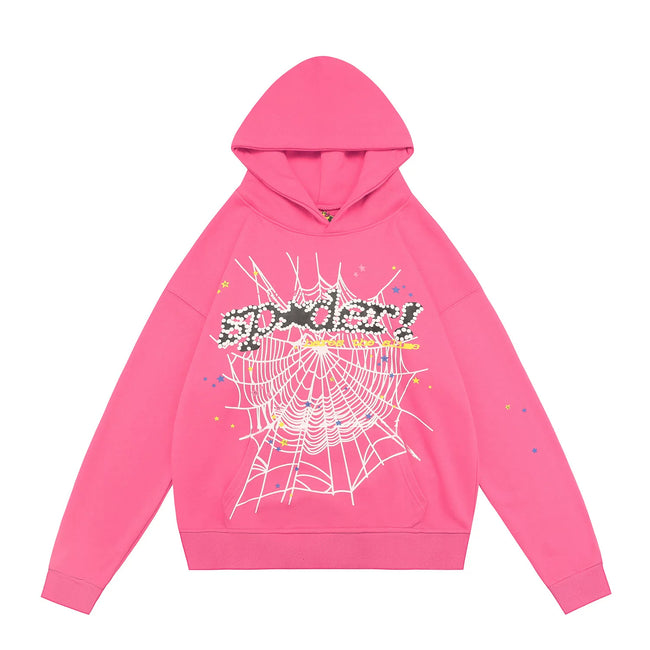 Sp5der foam printed 555 men's spider web hooded sports shirt Young Thub casual pants sports set (51) Hover Image