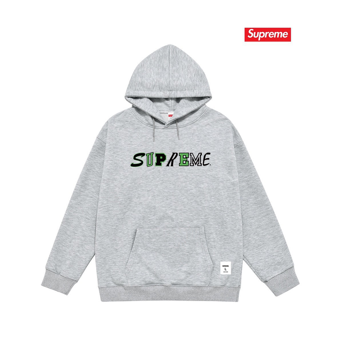 Supreme Mixed Font Hoodie – Grey