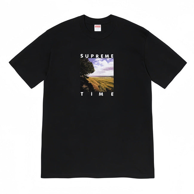 Supreme "Time" Landscape Graphic T-Shirt – Heavyweight 240g Cotton Streetwear Tee Hover Image