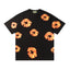Denim Tears Black Oversized Tee With All Over Gradient Orange Flower Wreath Print