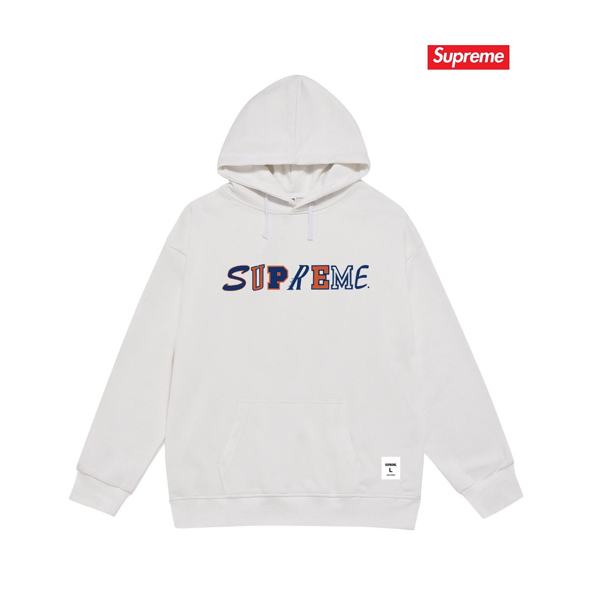 Supreme Mixed Font Hoodie – White