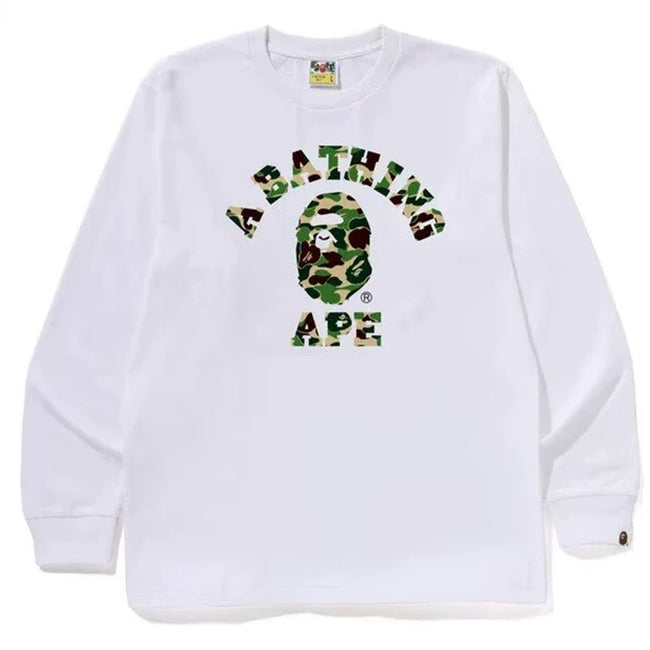 BAPE Style Arch Logo Camo Ape Head Long-Sleeve Tee - White/Green Hover Image