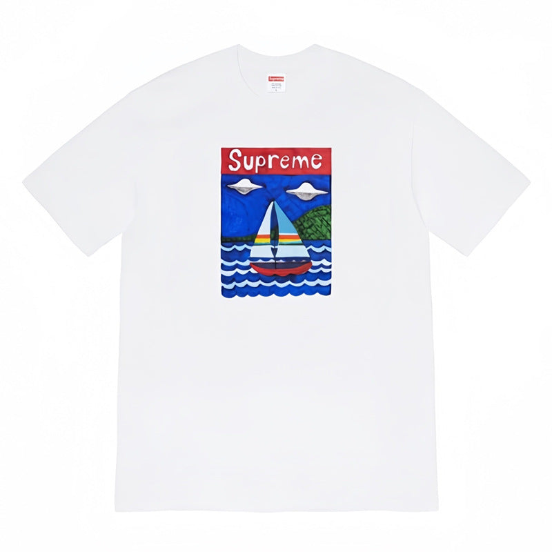 Supreme Sailboat Painting Graphic Tee – White