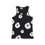 Denim Tears Black All Over White Floral Wreath Print Ribbed Slim Tank Top