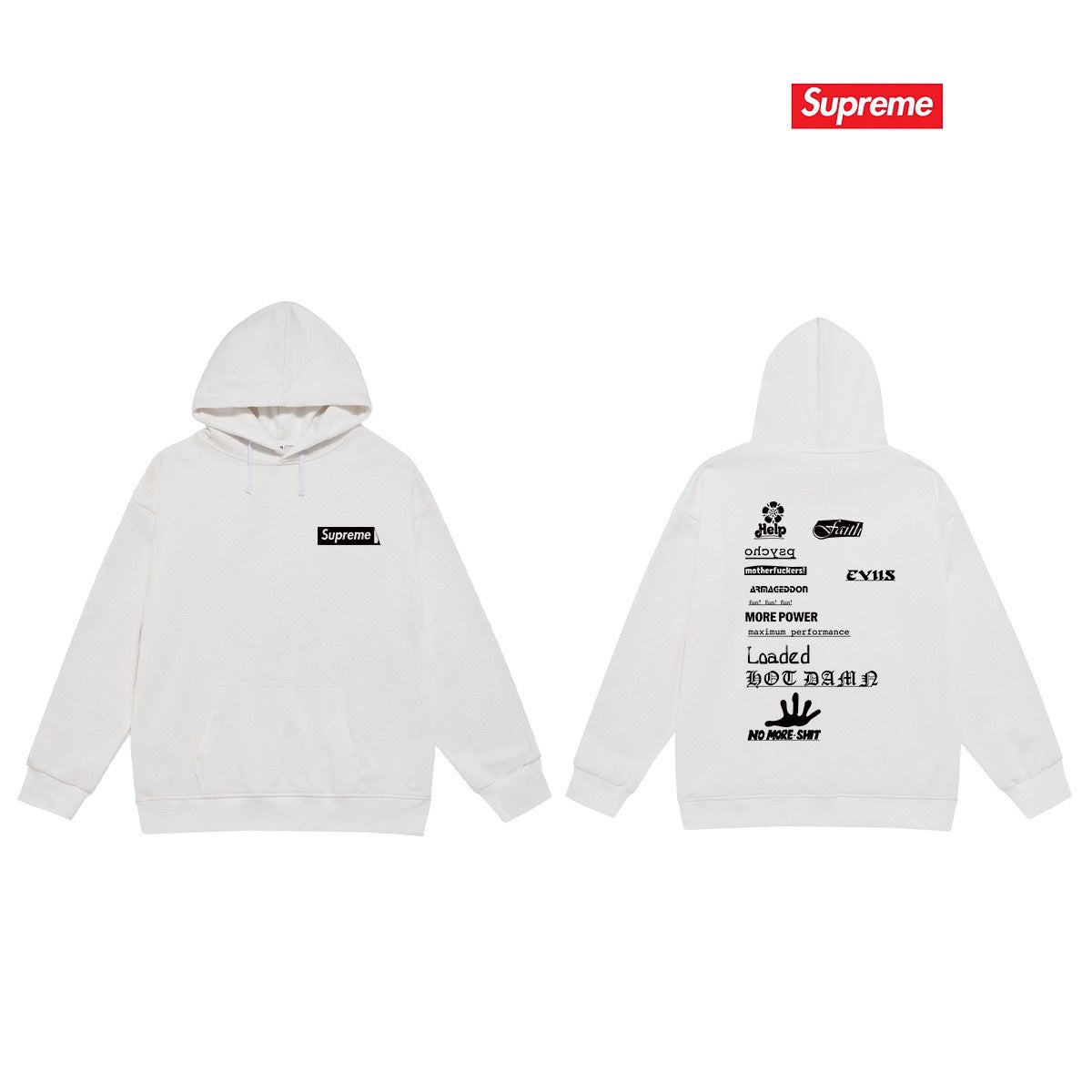 Supreme Multi-Text Hoodie – White
