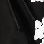 Denim Tears Black Cotton Sweat Shorts With White Textured Flower Wreath Print
