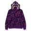 BAPE Style Camo Gold Shark Teeth Full-Zip Hoodie - Purple