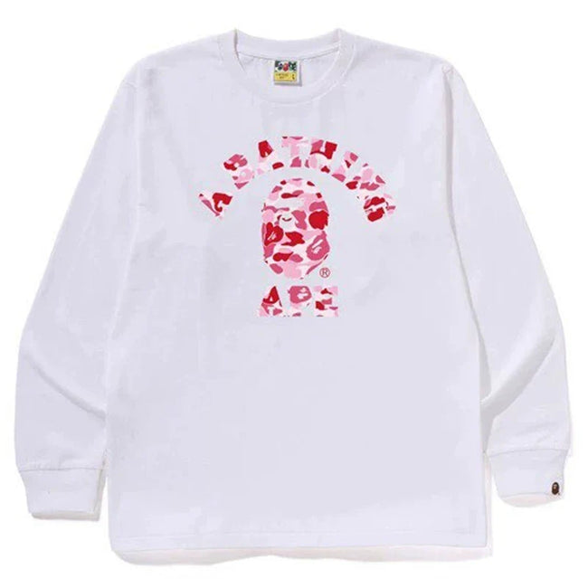 BAPE Style Arch Logo Camo Ape Head Long-Sleeve Tee - White/Pink Hover Image