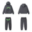 SP5DER Web Graphic Pullover Hoodie and Sweatpants Matching Set - Charcoal Grey / Neon Green