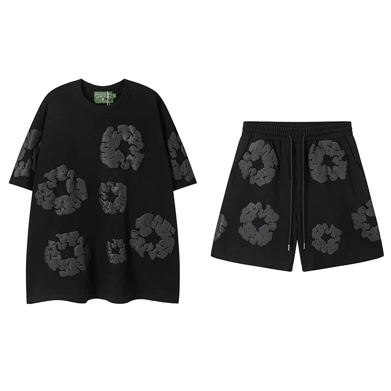Denim Tears Black‑Grey Cotton Wreath Matching Set
