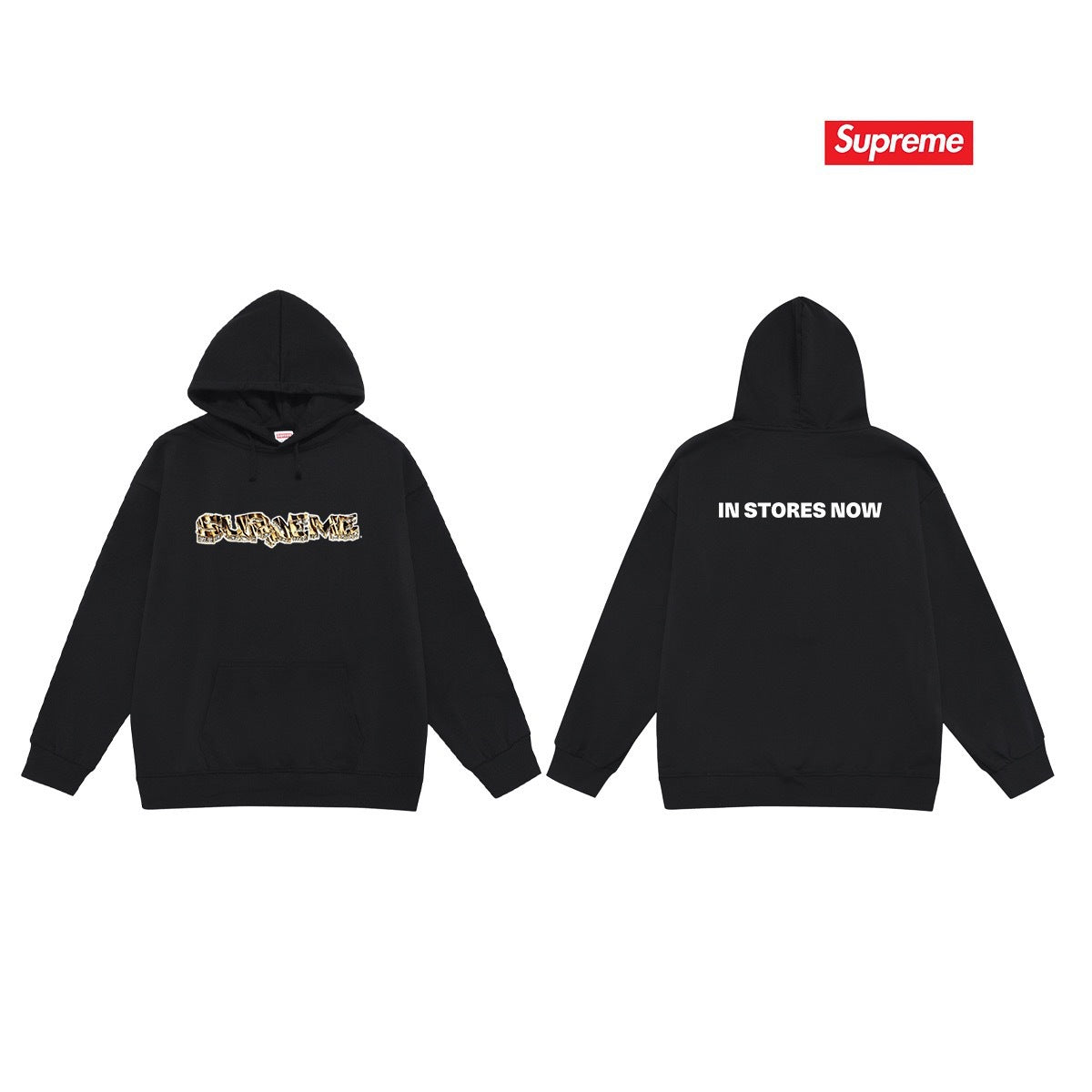 Supreme “In Stores Now” Hoodie – Black