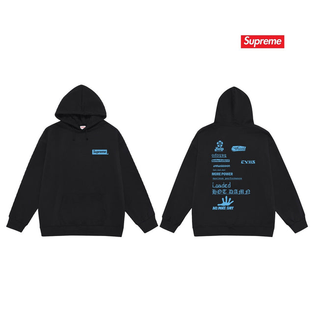 Supreme Multi-Text Hoodie – Black Hover Image