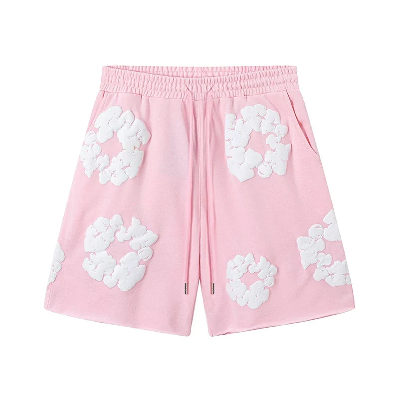 Denim Tears Pink Cotton Wreath Print Casual Shorts