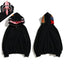 BAPE Style Solid Black Shark Full-Zip Hoodie - Camo Interior