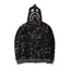 BAPE  Fall Winter Shark Black Grey Camo Full‑Zip Hoodie