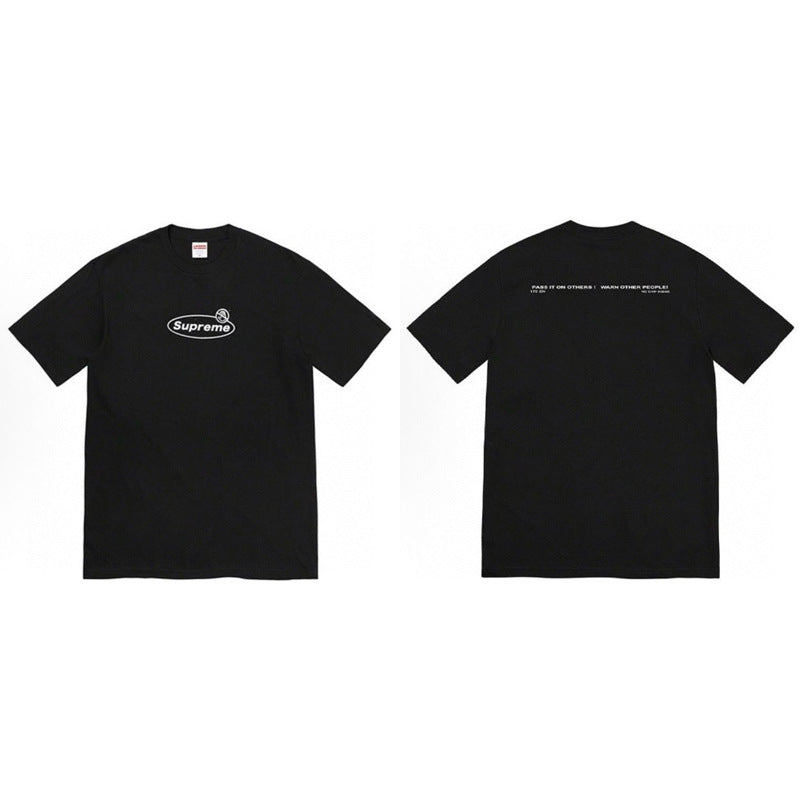 Supreme Oval Rose Logo Tee – Black