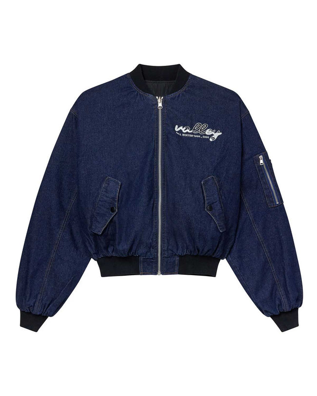 Vale Forever 1999-2000 Raw Denim Bomber Jacket Navy Hover Image
