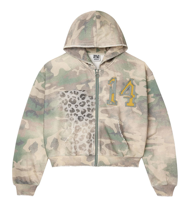 Vale Forever Cheetah Camo Zip Up Green Hover Image