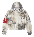 Vale Forever Cheetah Zip Up Hoodie Grey