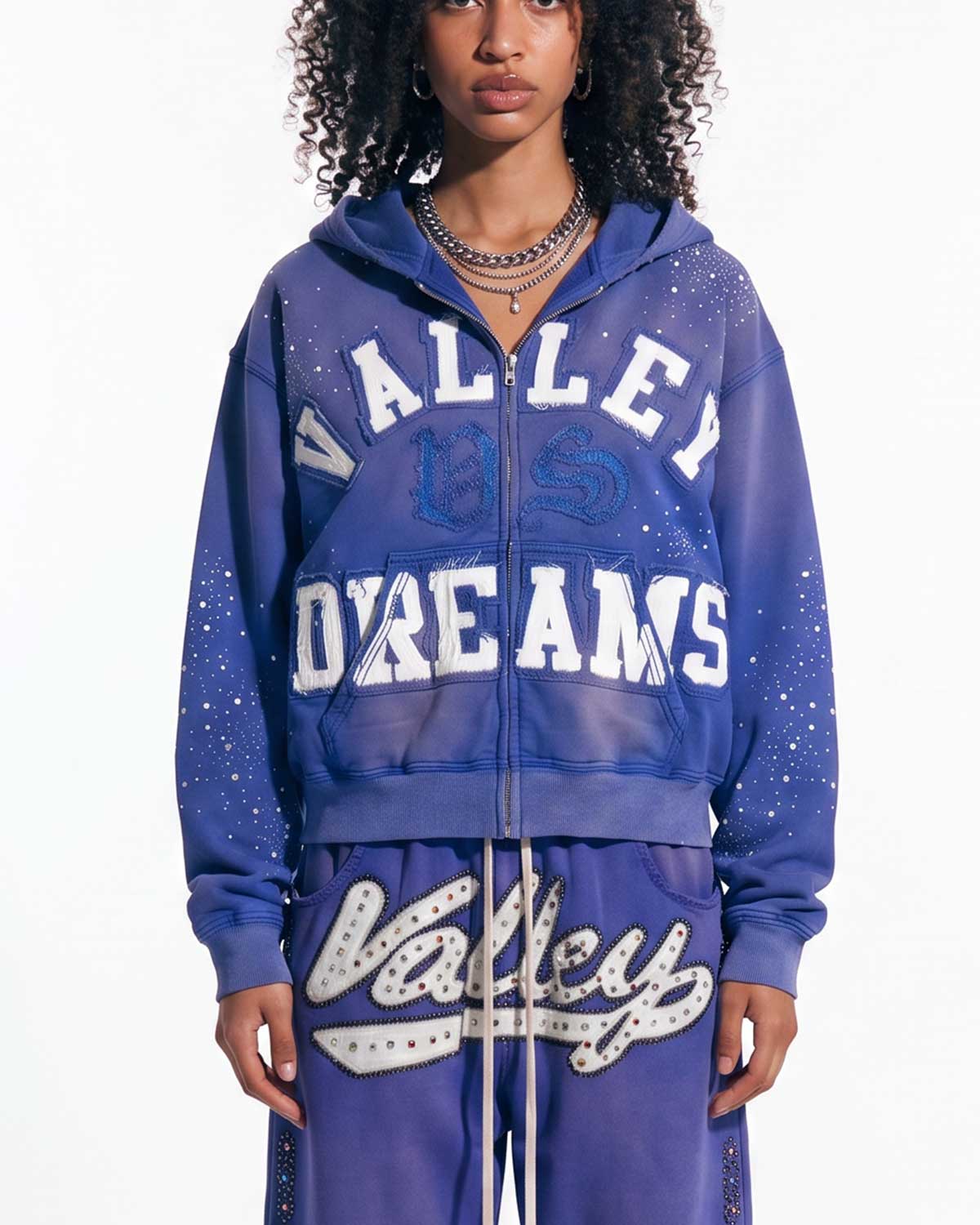 Vale Forever Classico Zip Up Hoodie Sapphire Blue
