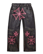 Vale Forever Croxxx Leather Pants Bubblegum Black/Pink