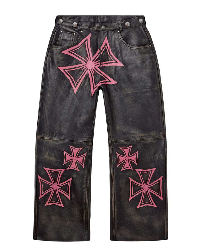 Vale Forever Croxxx Leather Pants Bubblegum Black/Pink Hover Image