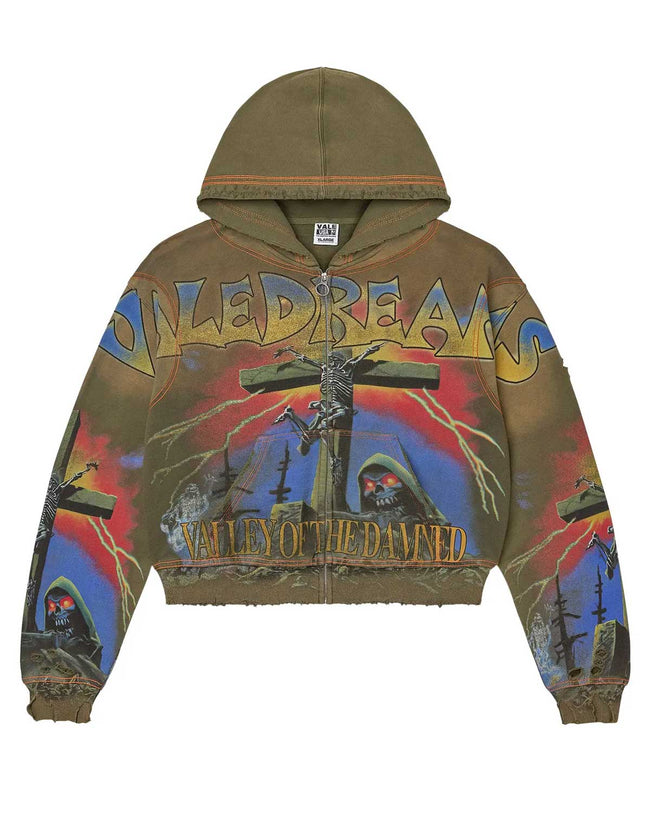 Vale Forever Damned Big Zip Up Hoodie Green Hover Image
