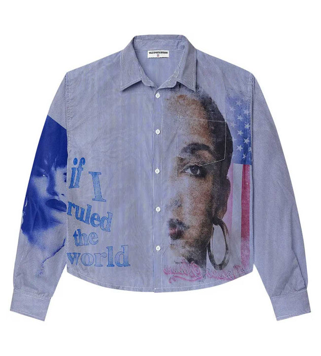 Vale Forever Freedom Button-Up Striped Blue Hover Image