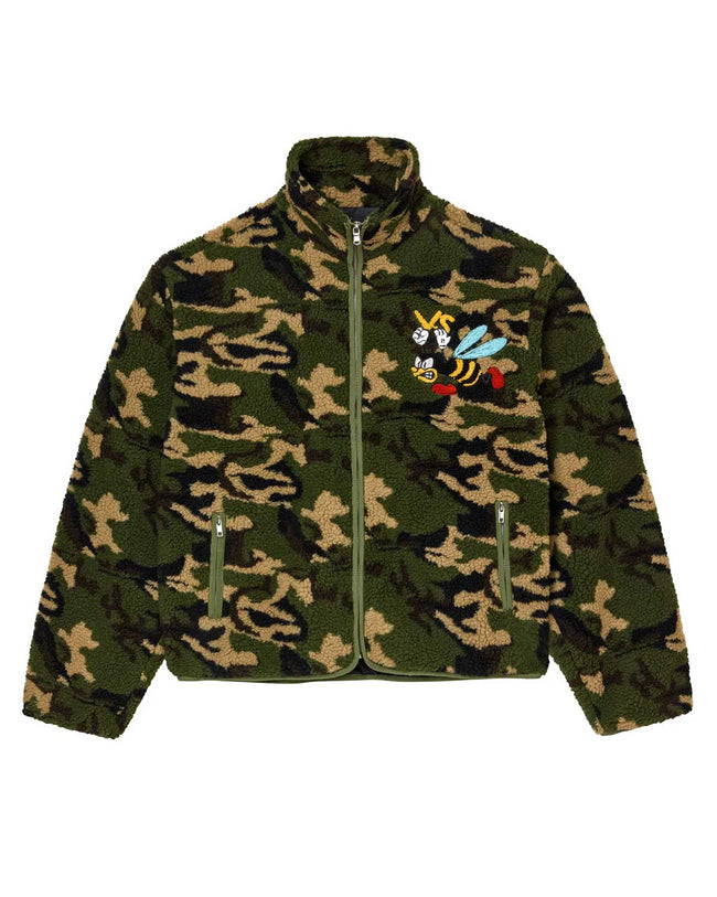 Vale Forever Lenny Fleece Zip Up Jacket Camo Green Hover Image