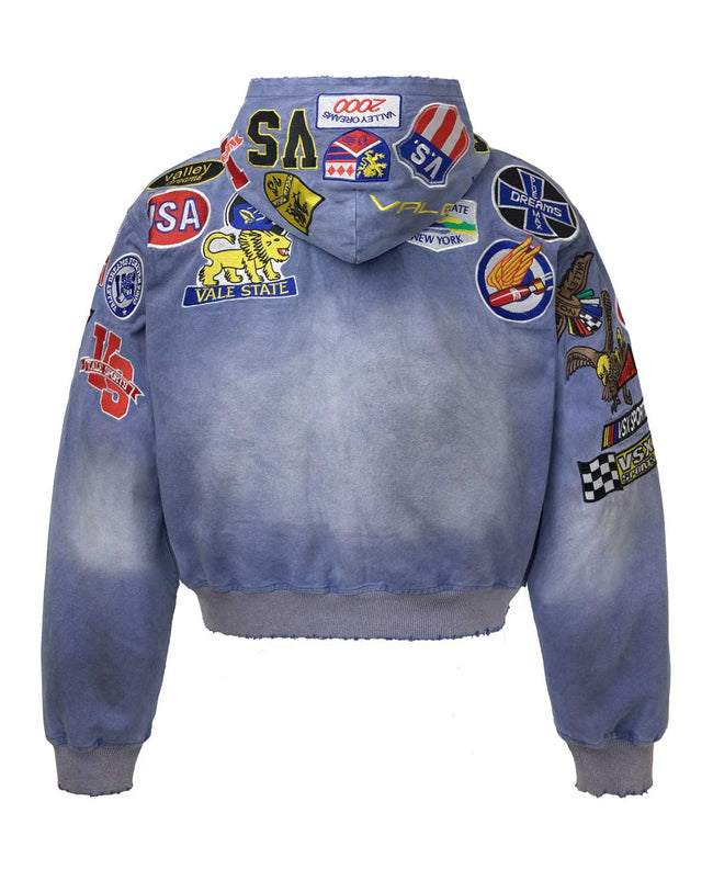 Vale Forever Passport Zip Up Denim Jacket Blue Main Image