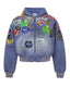 Vale Forever Passport Zip Up Denim Jacket Blue