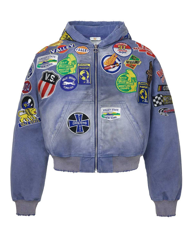 Vale Forever Passport Zip Up Denim Jacket Blue Hover Image