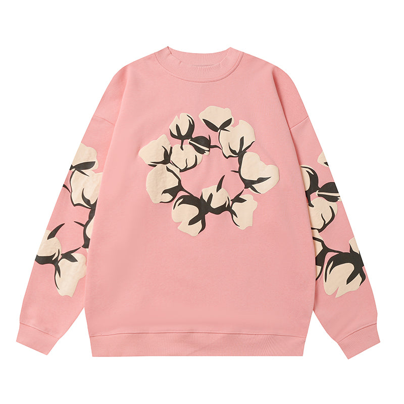 Denim Tears Pink Crewneck Sweatshirt Front Flower Wreath