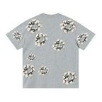 Denim Tears Light Grey Oversized All Over Beige Flower Wreath  TOP