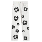 Denim Tears All‑Over Black Floral Print Straight‑Leg Streetwear Pants