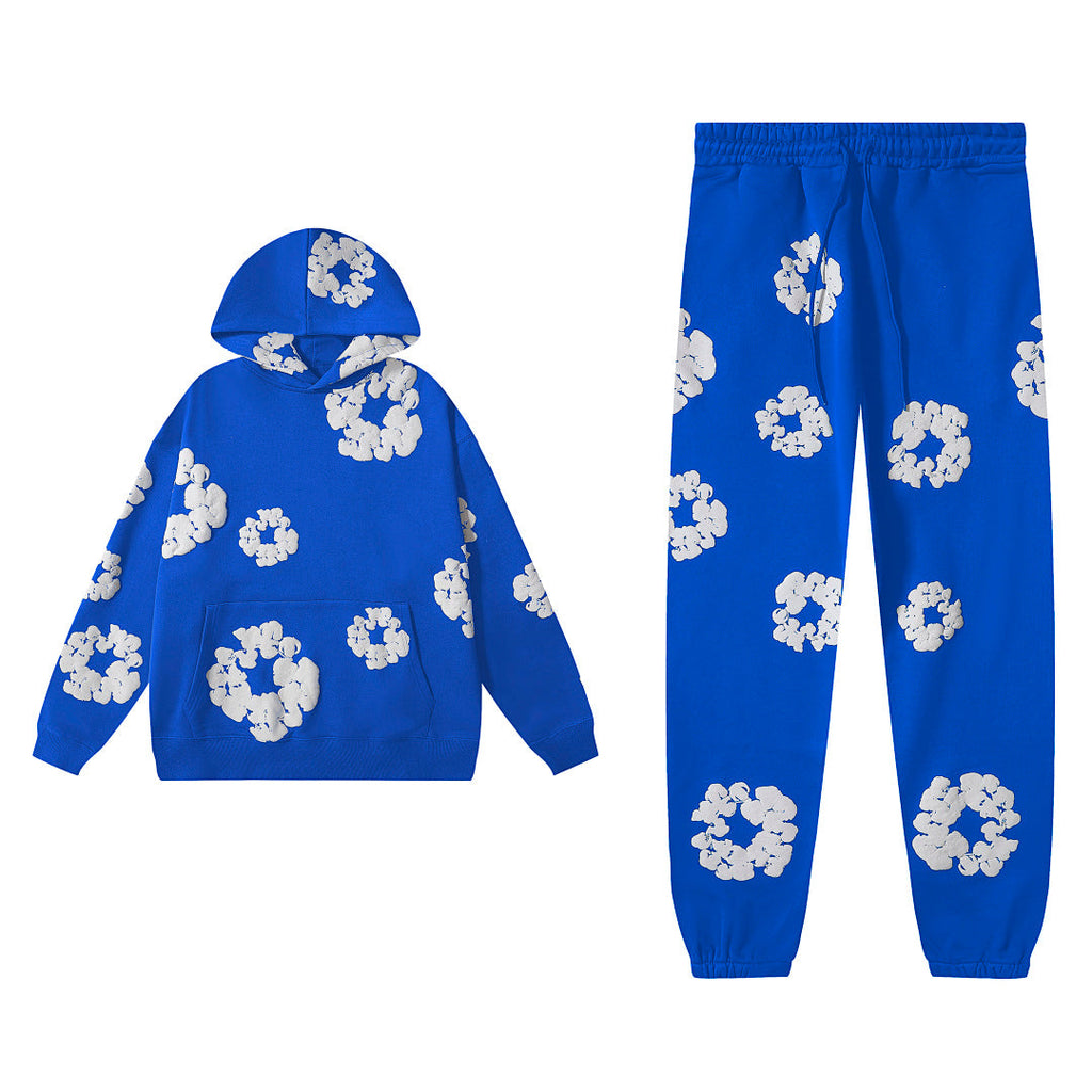 Denim Tears All‑Over Floral Print Streetwear 2‑Piece Tracksuit